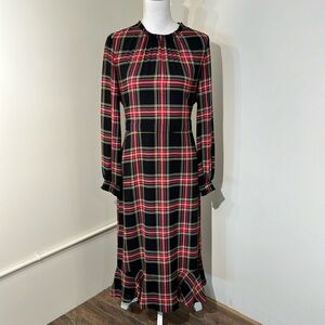 J. Crew Long Sleeve Plaid Dress - Red and Black